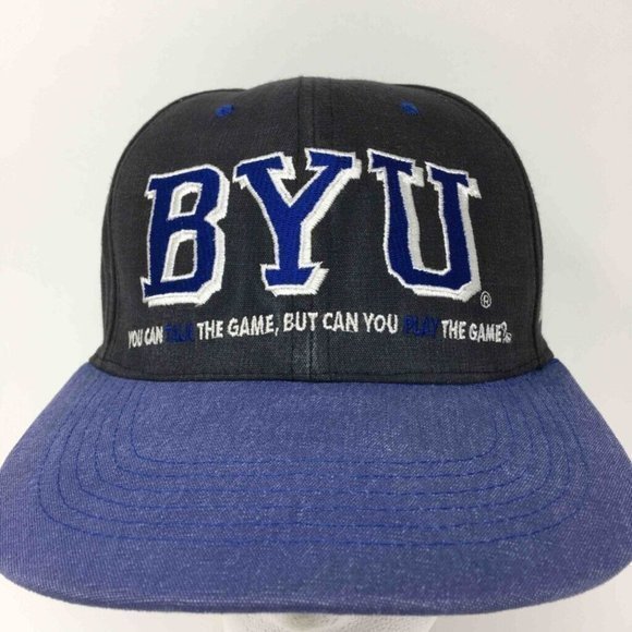 BYU Cougars Above The Rim Mens Baseball Cap Gray Purple Snapback Rare Sample - Picture 2 of 12